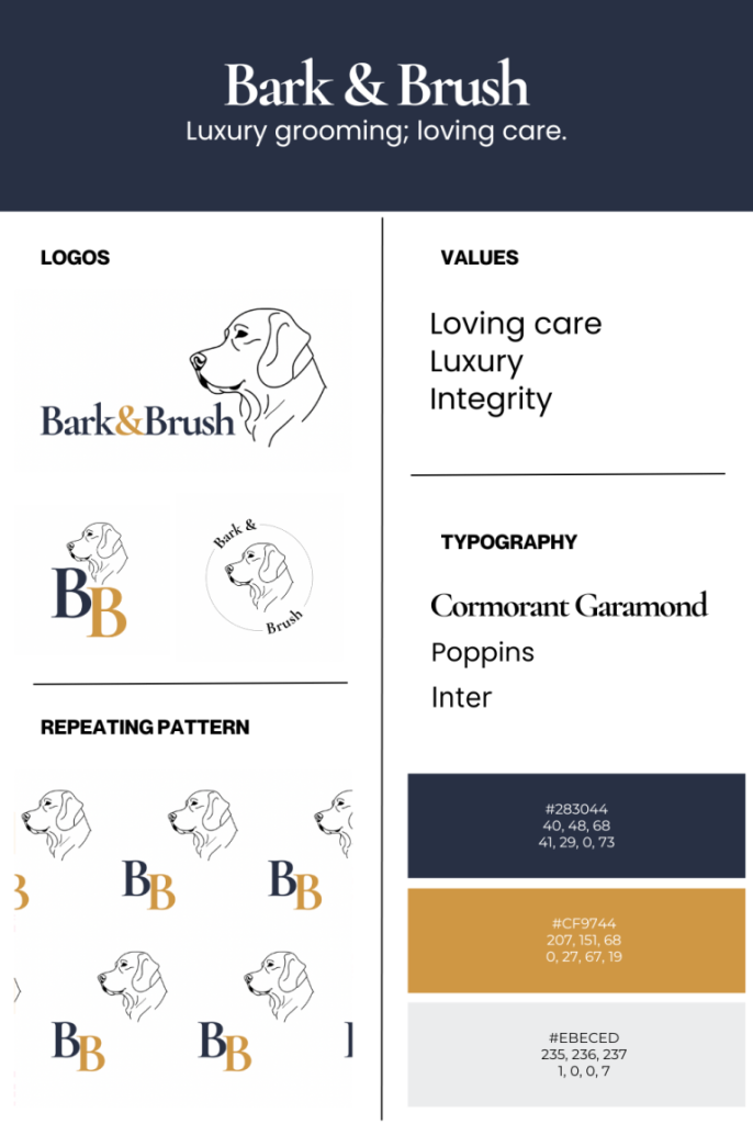 Bark & Brush Visual Identity, brand moodboard