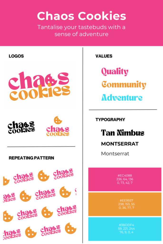 Chaos Cookies Visual Identity, brand moodboard